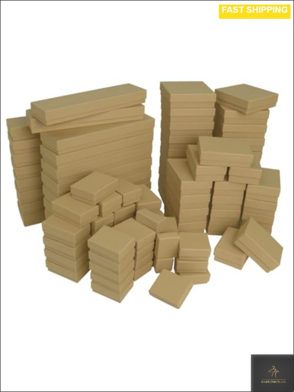 50 Kraft Cotton Filled Jewelry Boxes Gift Packaging Display Set